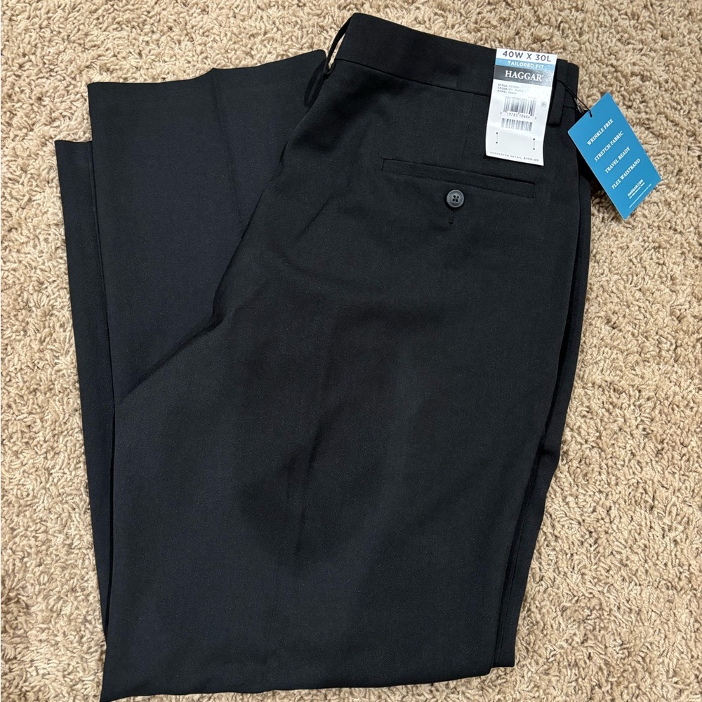 Haggar Tailored Fit Black Travel Suit Pants